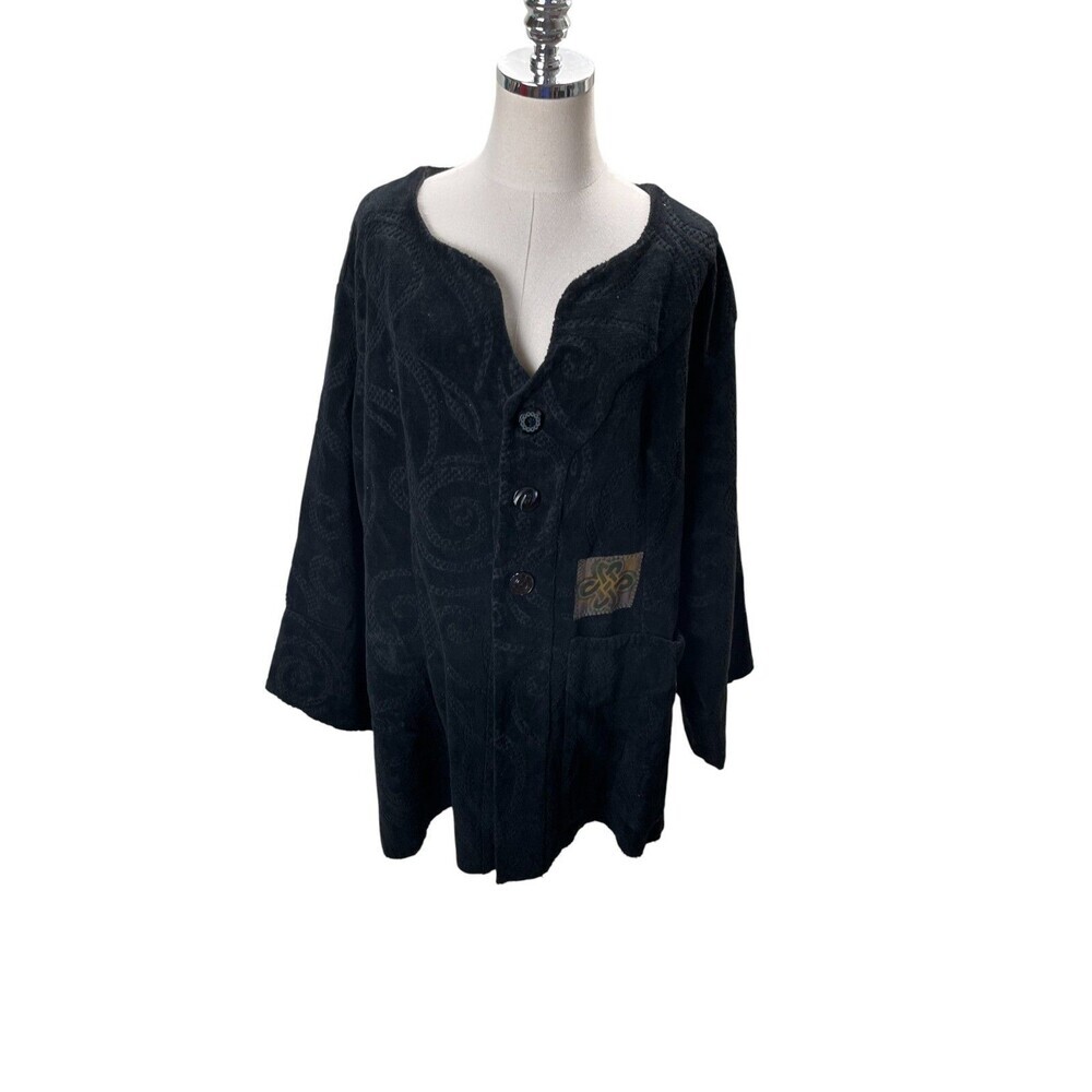 Blue Fish Jacket Women's Size 2 Fits 18 20 22 Black Velvet Paisley